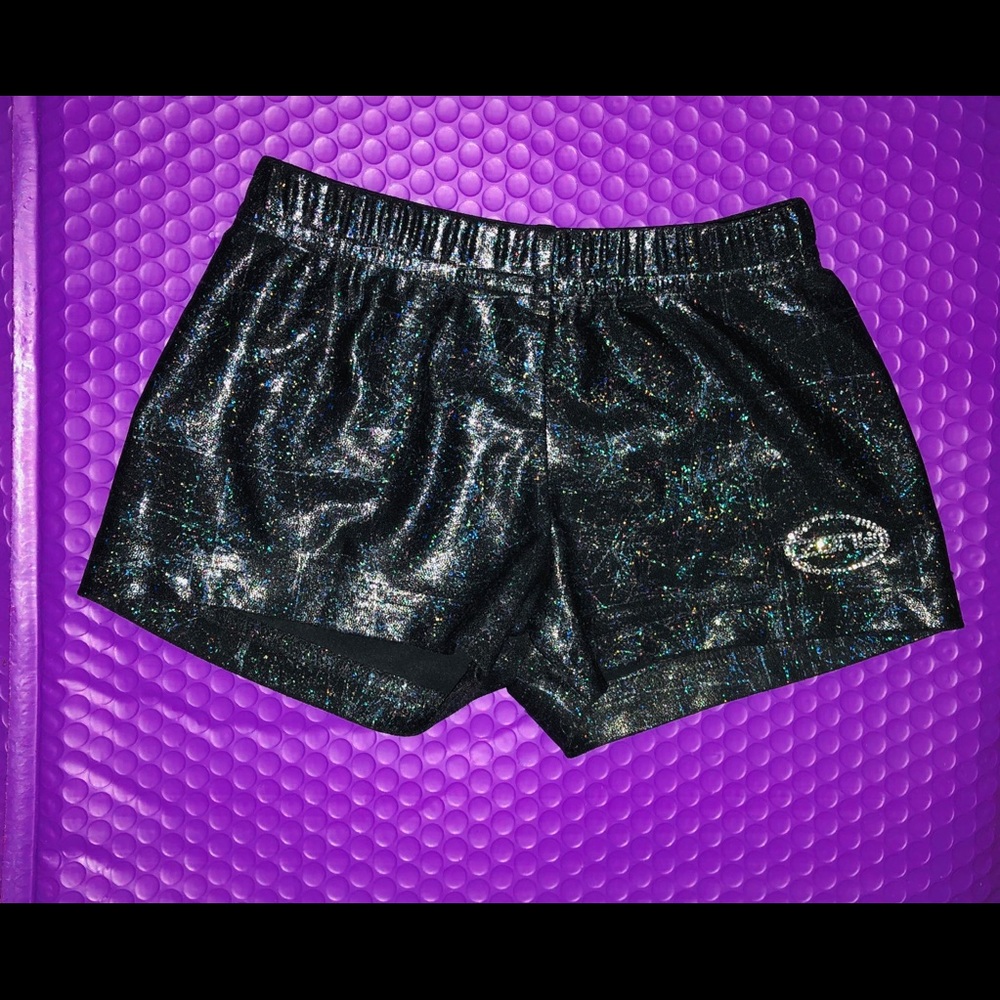 Holographic spandex shorts